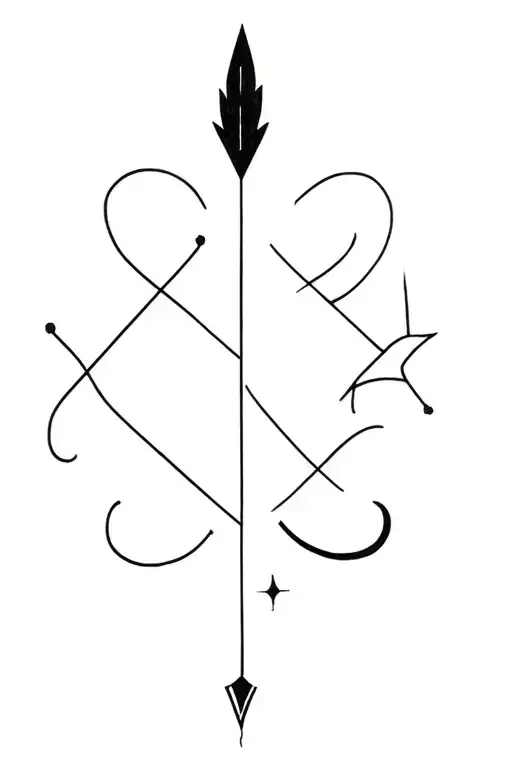 taurus, aquarius, pisces arrow tattoo design idea