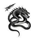 soldier, serpent, basilisk, weapon, war tattoo design idea