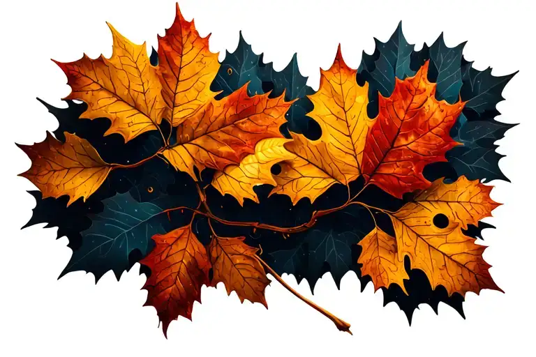 tattoo with autumn leaves blowing in the wind tattoo design idea