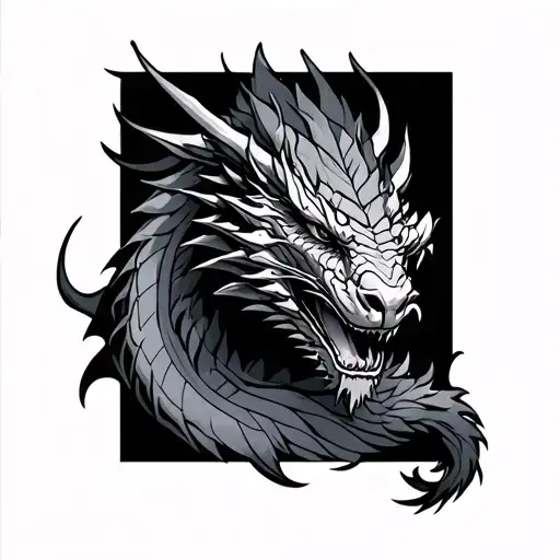 dragon con leon tattoo design idea