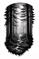 blackout forest tattoo design idea