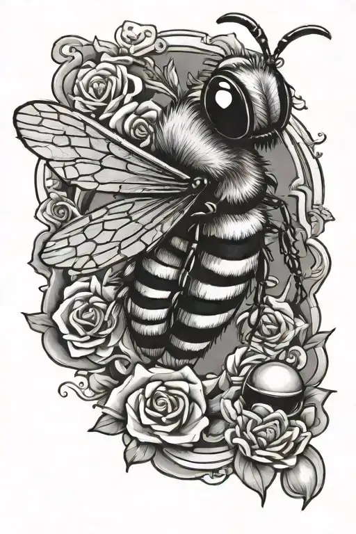 killer bee sitting tattoo design idea
