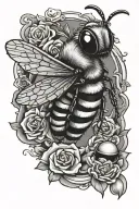killer bee sitting tattoo design idea