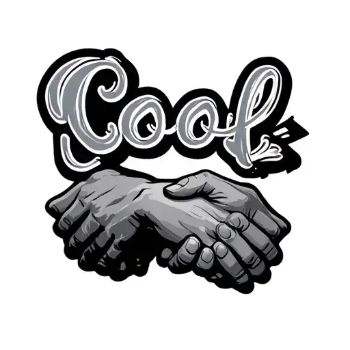 ""Cool name"" 2 hands shaking tattoo design idea