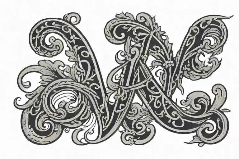 4 cursive letter J incorporated tattoo design idea