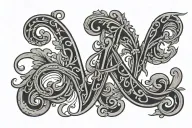 4 cursive letter J incorporated tattoo design idea