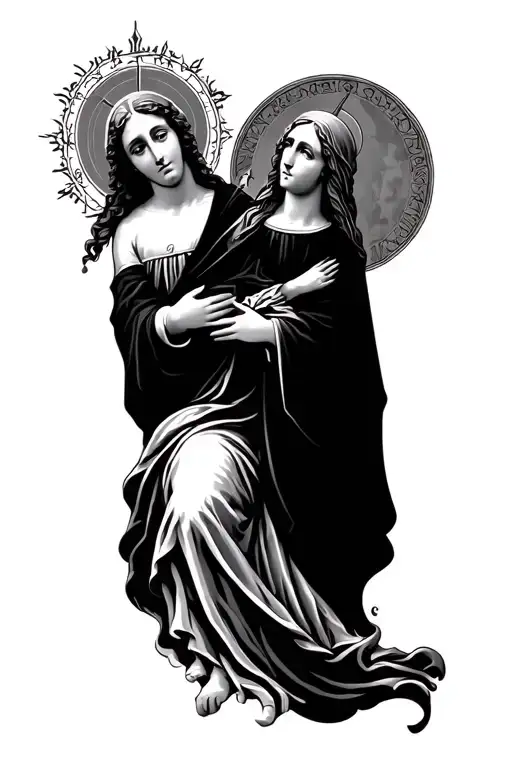saint jude and Mary  tattoo design idea