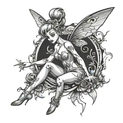 naughty,nude, tinker bell tattoo design idea