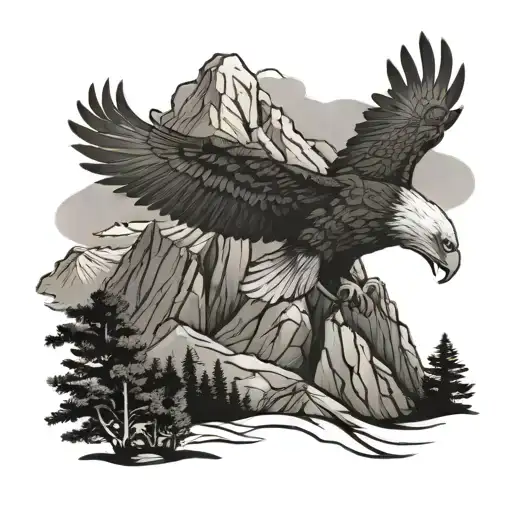 eagle over Boulder Flatirons tattoo design idea