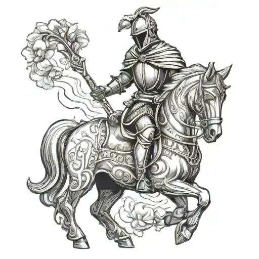 black knight no horse with sweet pea tattoo design idea
