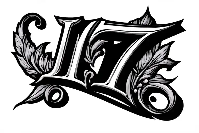 number 17 in roman numerals with shading. tattoo design idea