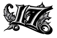 number 17 in roman numerals with shading. tattoo design idea