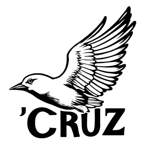 "CRUZ" SWALLOW BIRD FLYING OUT tattoo design idea