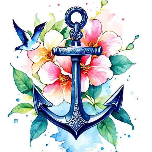 Jasmine+Anchor+swallow tattoo design idea