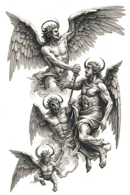 angels vs demons tattoo design idea