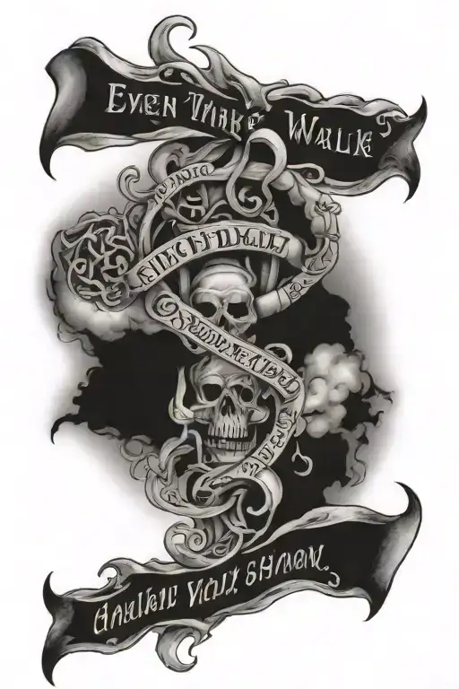 “even though i walk through the valley of the shadow if death, i will fear no evil” psalms 23:4“  tattoo design idea