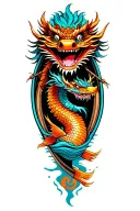dragon boat inside representing the client's strength and smiling tattoo design idea