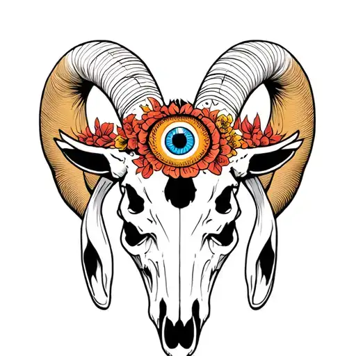 Goat skull 3rd eye tattoo design idea