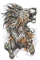 lion roaring tattoo design idea