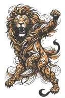 lion roaring tattoo design idea