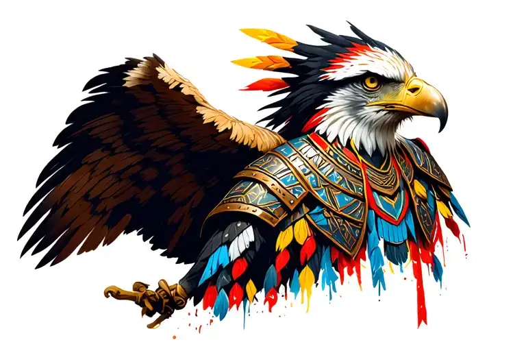 EAGLE AZTEC WARRIOR WEARING THE ARMOR OF GOD  tattoo design idea