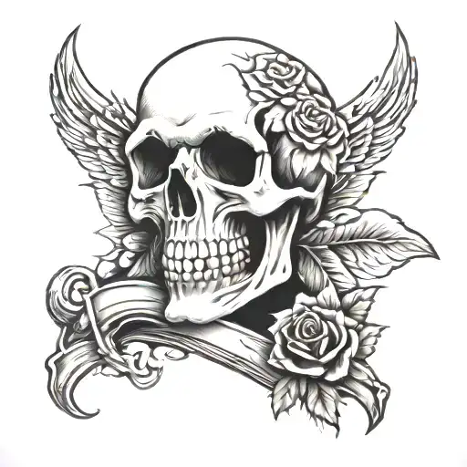 graveyard skull wearing tattoo design idea