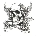 graveyard skull wearing tattoo design idea