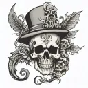 graveyard skull wearing tattoo design idea