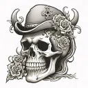 graveyard skull wearing tattoo design idea