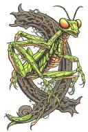 praying mantis tattoo design idea