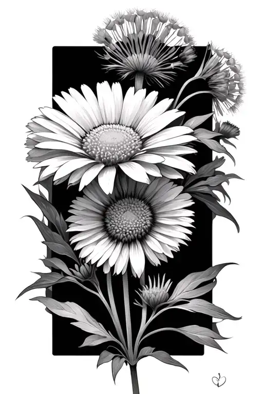 snapdragon daisy dandilion tattoo design idea
