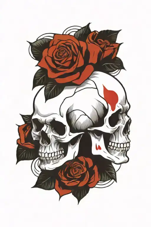 skull end roses  tattoo design idea