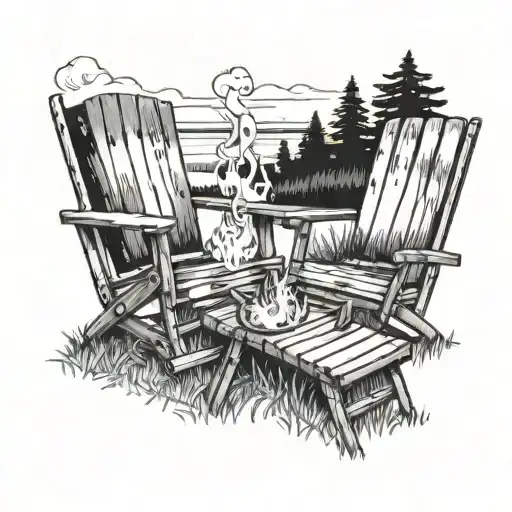 bonfire with 2 lawn chairs tattoo design idea