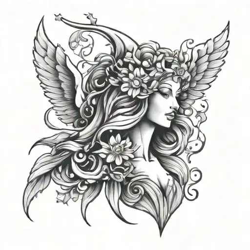 virgo goddess tattoo design idea