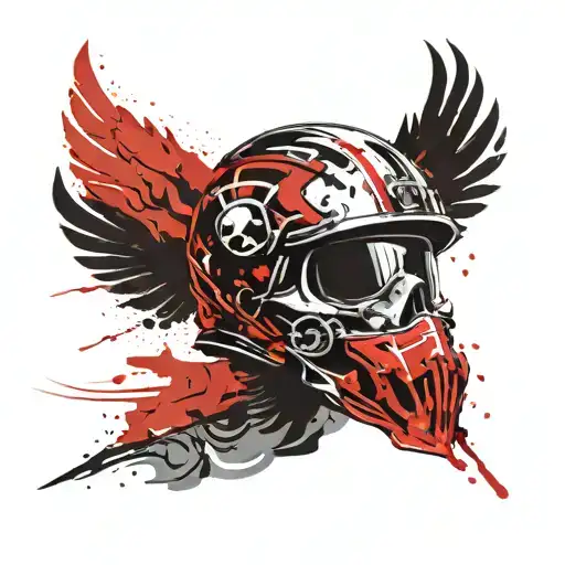 motocross skull in helmet tattoo design idea