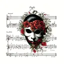 phantom of the opera mask sheet music tattoo design idea