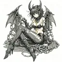 Sexy Anime Succubus On Her Knees Chained Down Hands Behind Your Back Wearing Little Clothing Full... Tattoo Idea tattoo design idea