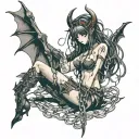 Sexy Anime Succubus On Her Knees Chained Down Hands Behind Your Back Wearing Little Clothing Full... Tattoo Idea tattoo design idea