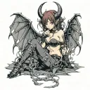 Sexy Anime Succubus On Her Knees Chained Down Hands Behind Your Back Wearing Little Clothing Full... Tattoo Idea tattoo design idea
