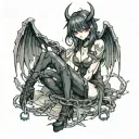 Sexy Anime Succubus On Her Knees Chained Down Hands Behind Your Back Wearing Little Clothing Full... Tattoo Idea tattoo design idea