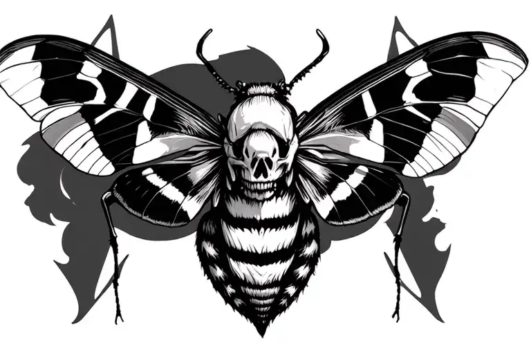 death head moth with geometric shapes on either side tattoo design idea