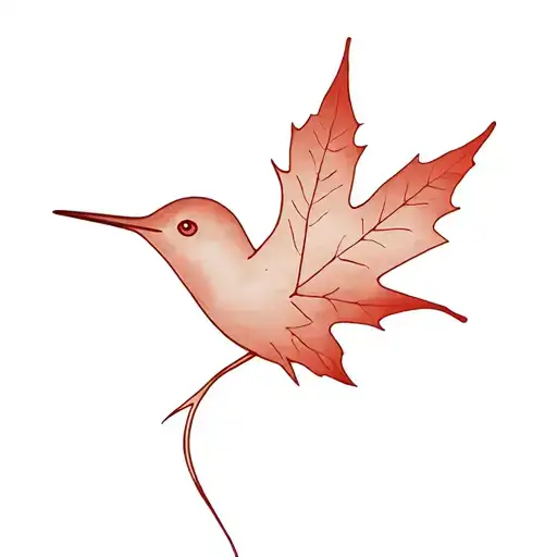 maple leaf and hummingbird tattoo design idea