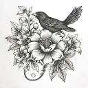 Maryland state flower and bird tattoo design idea
