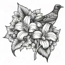 Maryland state flower and bird tattoo design idea
