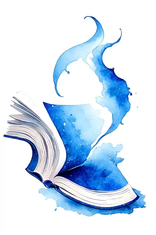 a bookish tattoo featuring the favourite colour as blue and it has a gentle curve tattoo design idea