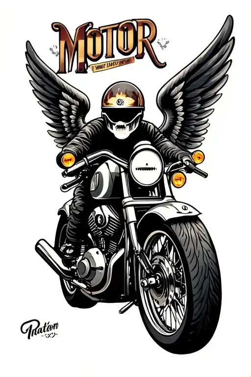 “MOTOR” MOTOR CYCLE. WHEEL AND WINGS TATTOO tattoo design idea