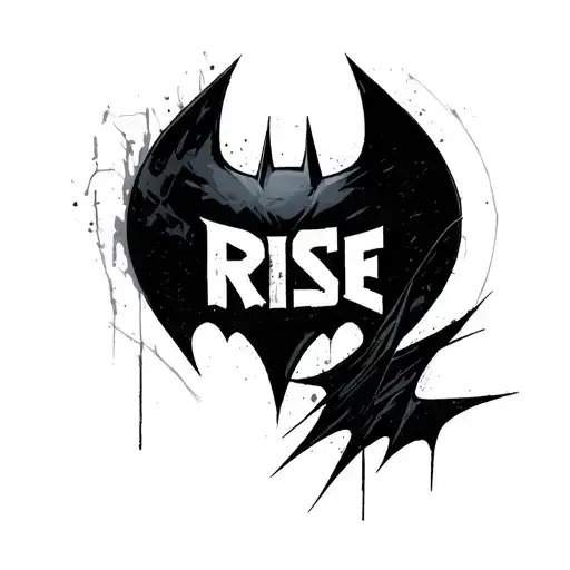 batman logo  from batman begins movie with word RISE inside tattoo design idea