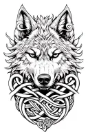 Celtic Wolf within a dara knot intertwined tattoo design idea