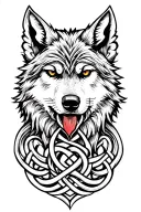 Celtic Wolf within a dara knot intertwined tattoo design idea