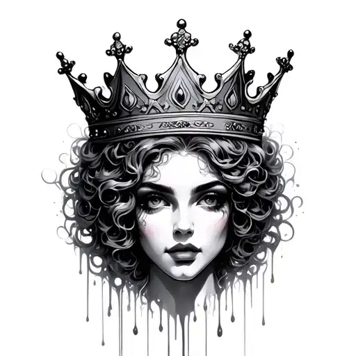 Black melting queen crown tattoo design idea